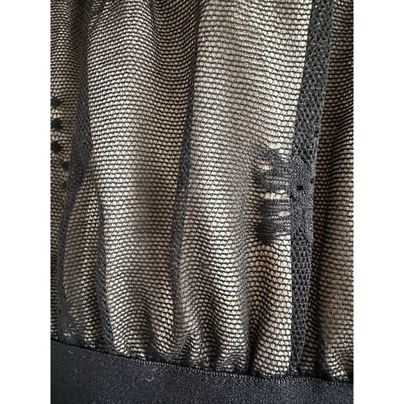 Vintage Black Lace Milkmaid Top XL – Sheer Mesh Peasant Blouse - Picture 2 of 7